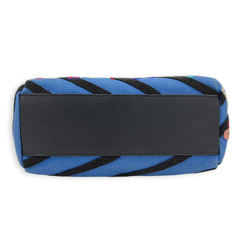 Peekaboo Top Handle Bag Small Blue in Fabric, Gold hardware