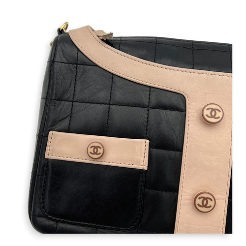 Mademoiselle Jacket Black Shoulder Bag in Calfskin, Gold hardware