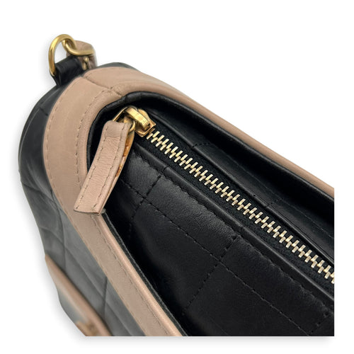 Mademoiselle Jacket Black Shoulder Bag in Calfskin, Gold hardware