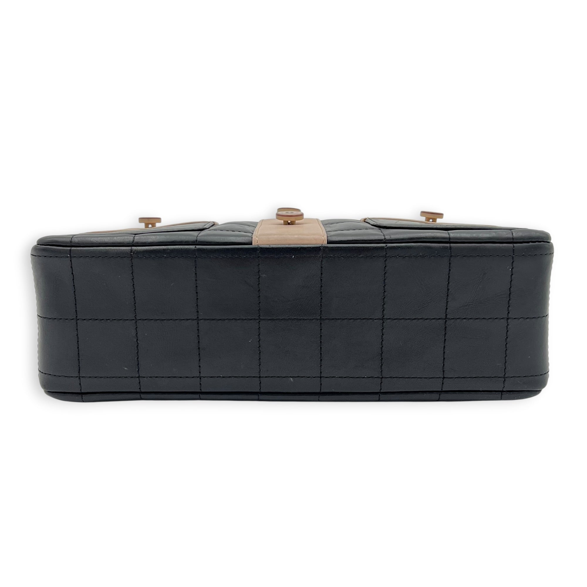 Mademoiselle Jacket Black Shoulder Bag in Calfskin, Gold hardware