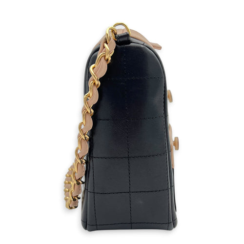 Mademoiselle Jacket Black Shoulder Bag in Calfskin, Gold hardware