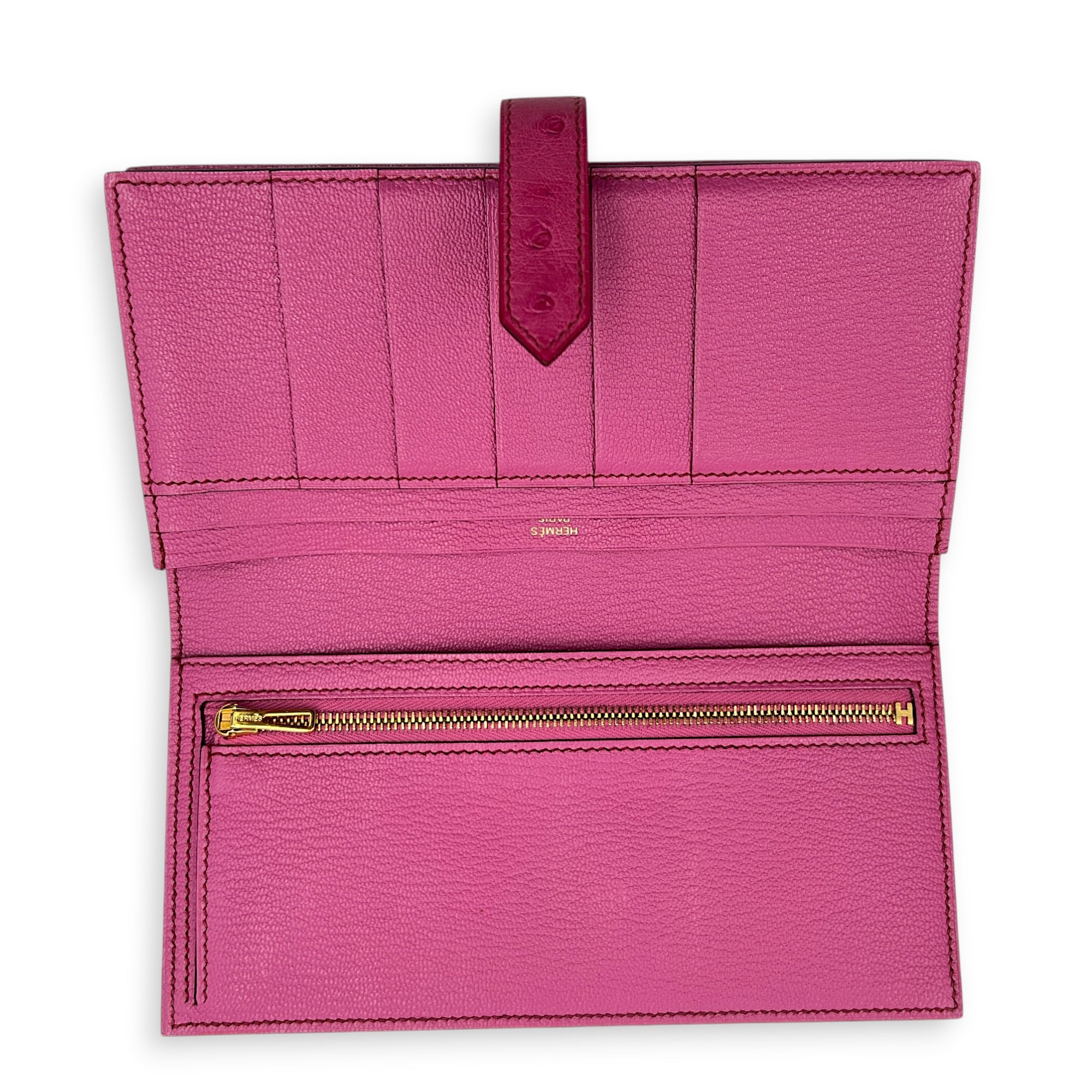 Bearn Pink in Ostrich, Gold hardware