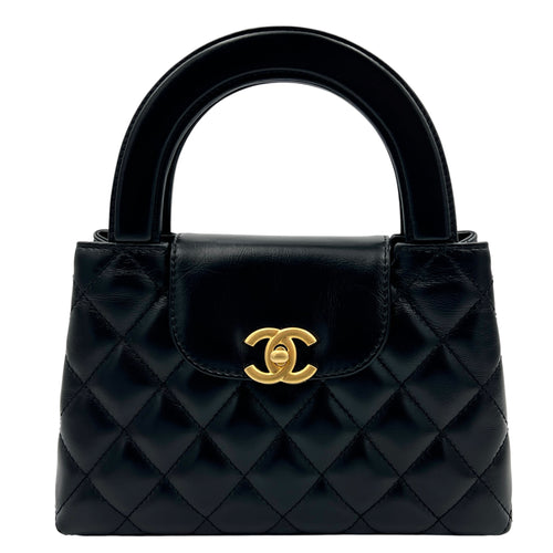 Kelly Mini Black Top Handle Bag in Calfskin, Gold hardware