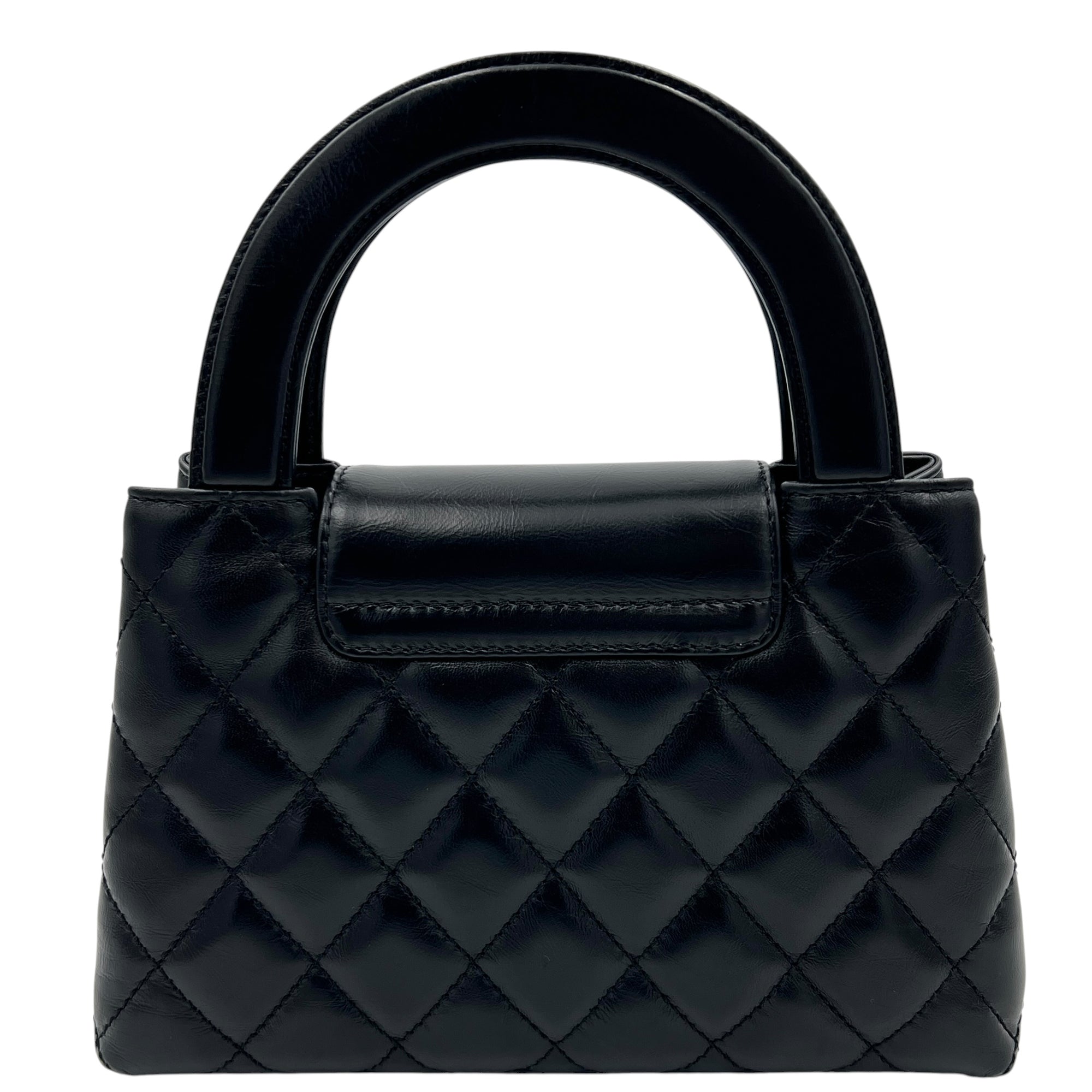Kelly Mini Black Top Handle Bag in Calfskin, Gold hardware
