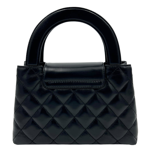 Kelly Mini Black Top Handle Bag in Calfskin, Gold hardware