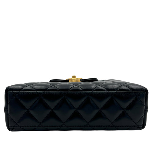 Kelly Mini Black Top Handle Bag in Calfskin, Gold hardware