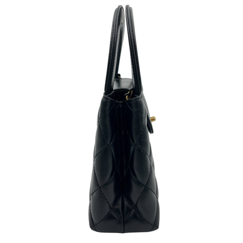 Kelly Mini Black Top Handle Bag in Calfskin, Gold hardware