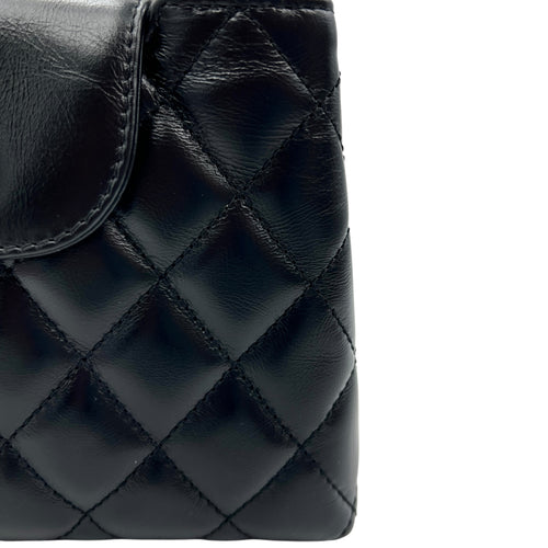 Kelly Mini Black Top Handle Bag in Calfskin, Gold hardware