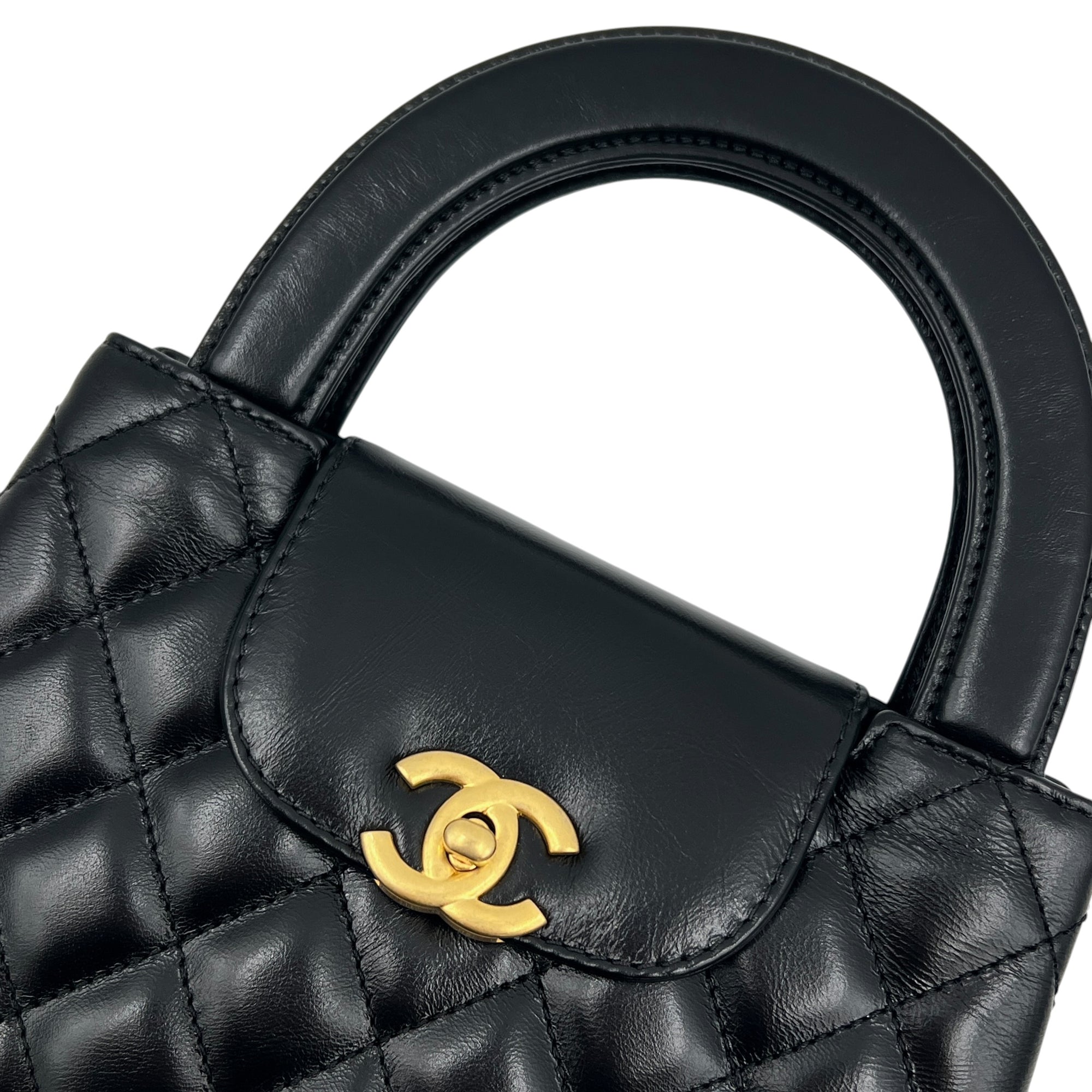 Kelly Mini Black Top Handle Bag in Calfskin, Gold hardware