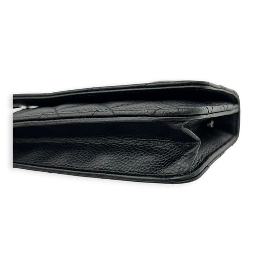 CC Black Wallet On Chain in Caviar Leather, Silver hardware