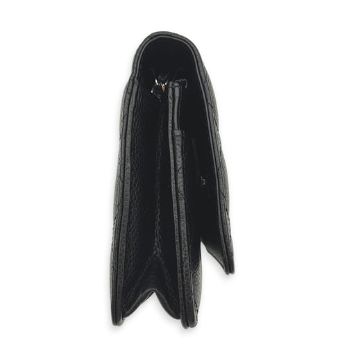 CC Black Wallet On Chain in Caviar Leather, Silver hardware