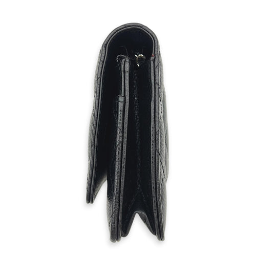 CC Black Wallet On Chain in Caviar Leather, Silver hardware