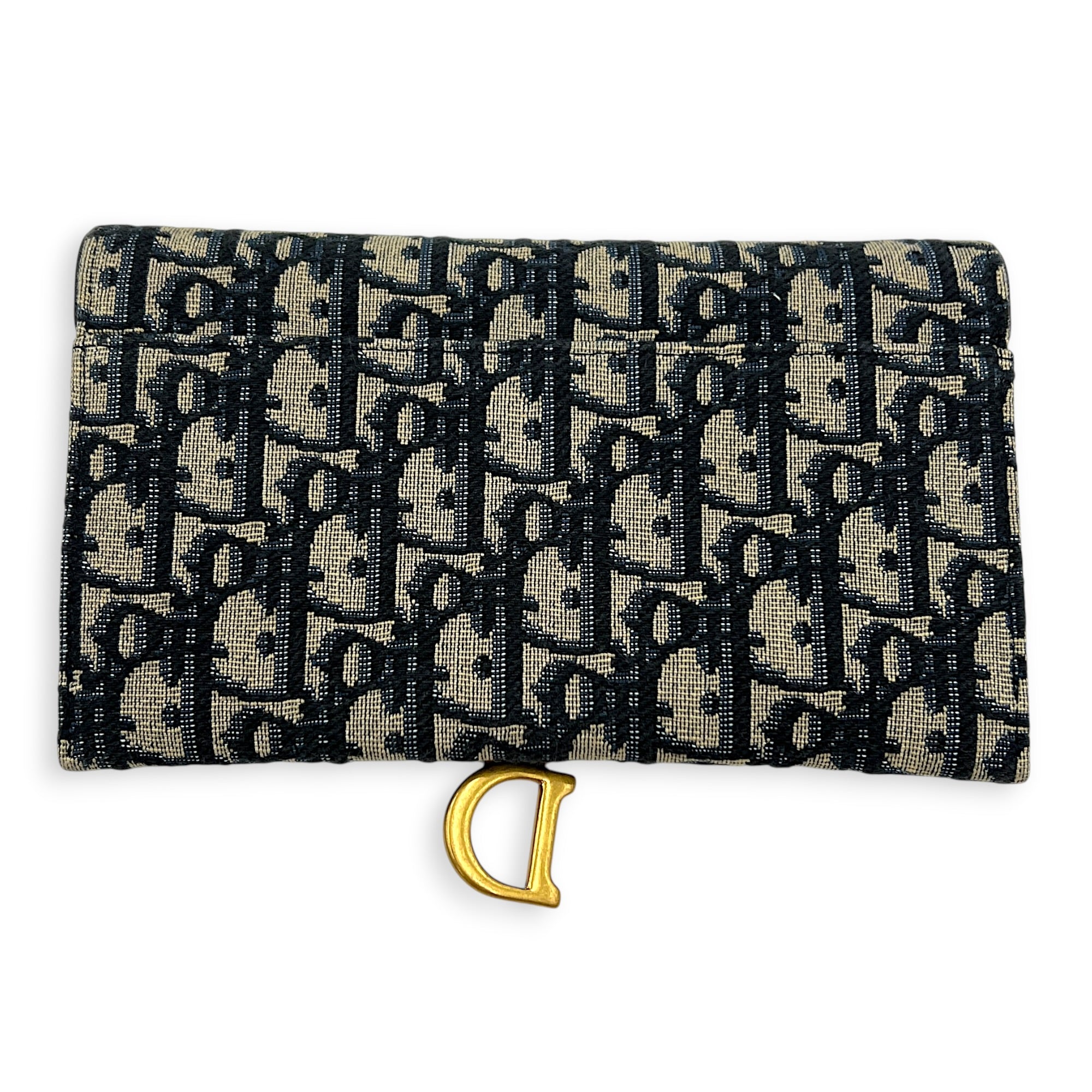 Saddle Wallet On Chain Blue in Jacquard, Gold hardware