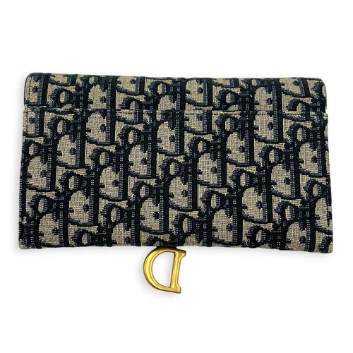 Saddle Wallet On Chain Blue in Jacquard, Gold hardware