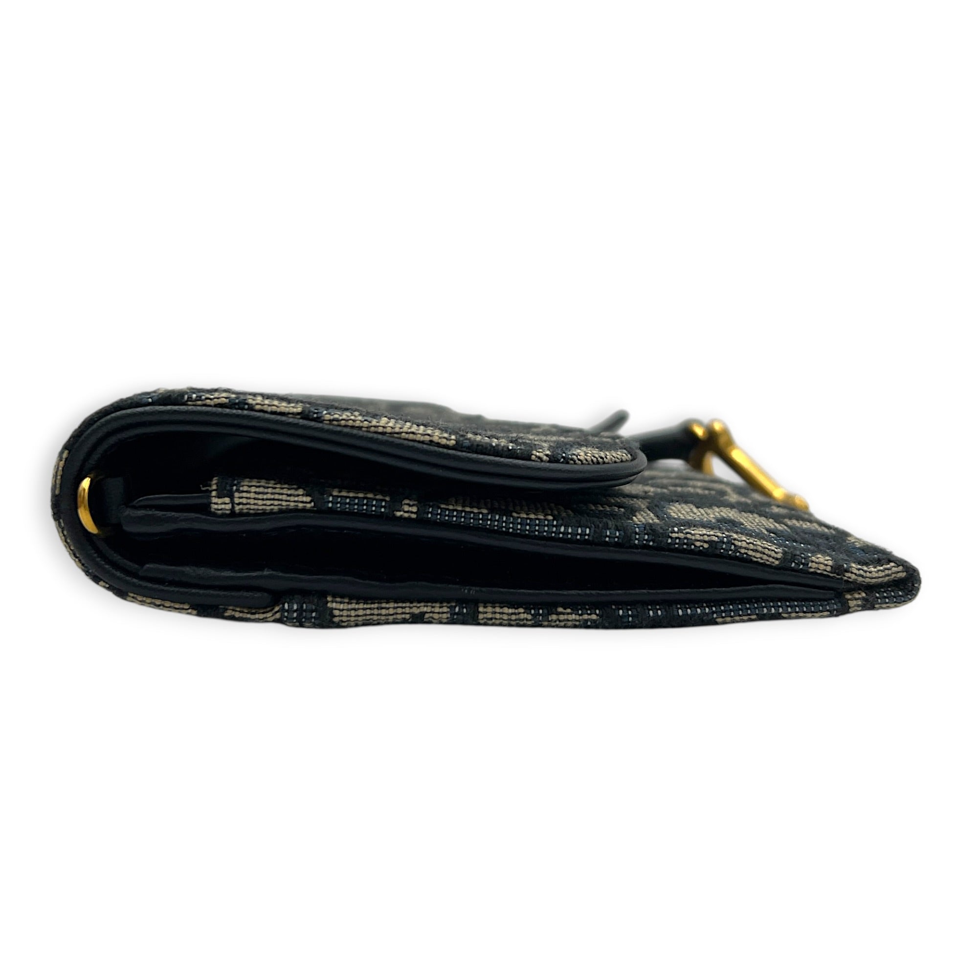 Saddle Wallet On Chain Blue in Jacquard, Gold hardware