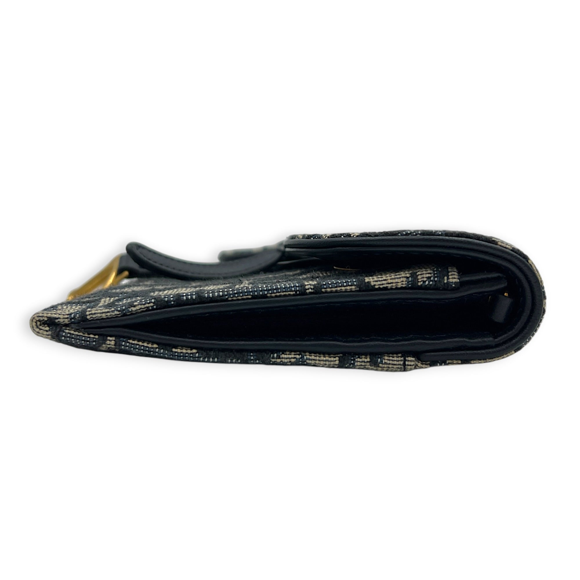 Saddle Wallet On Chain Blue in Jacquard, Gold hardware