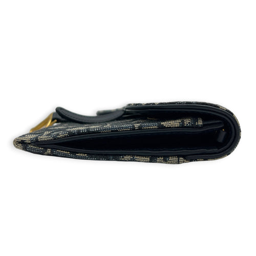 Saddle Wallet On Chain Blue in Jacquard, Gold hardware