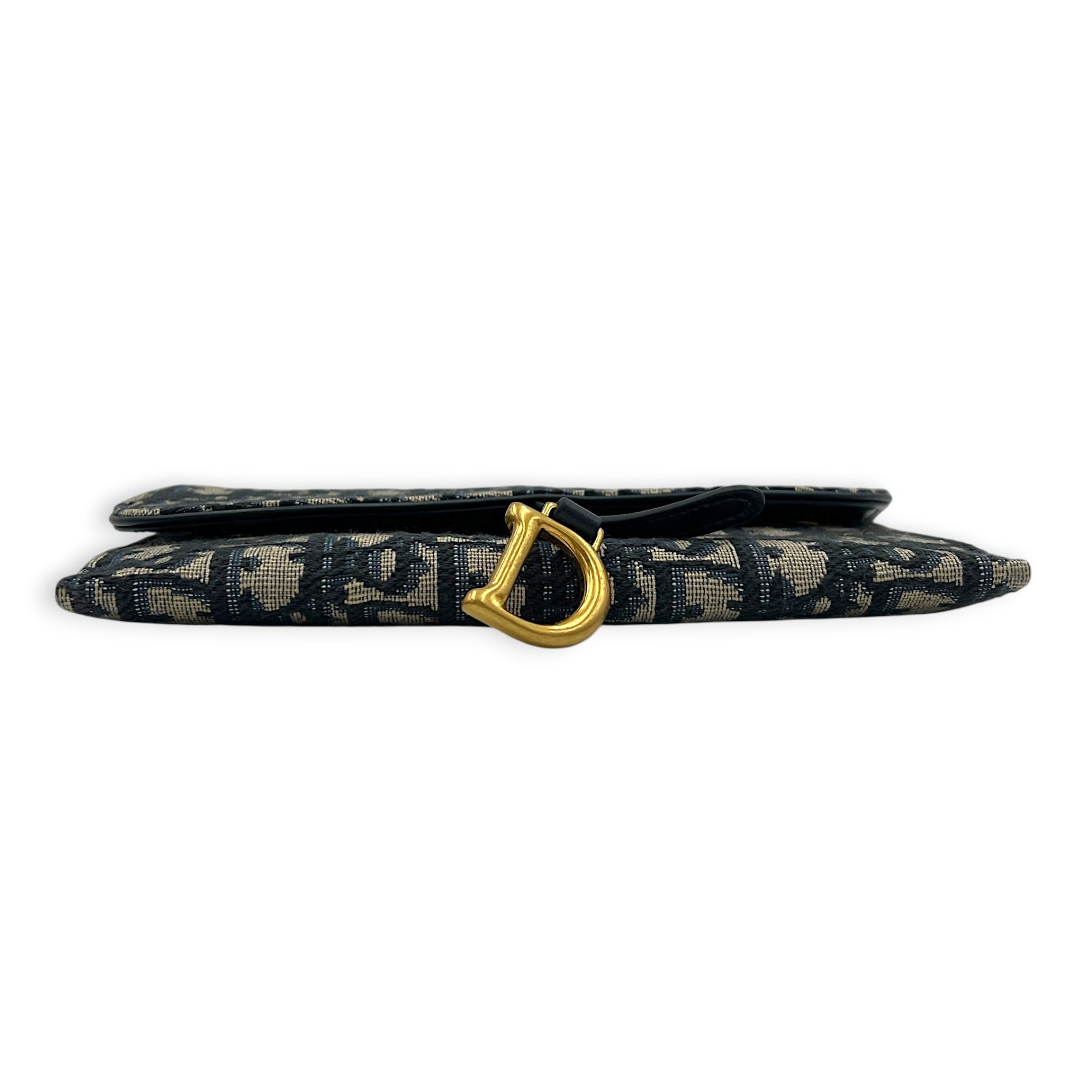 Saddle Wallet On Chain Blue in Jacquard, Gold hardware