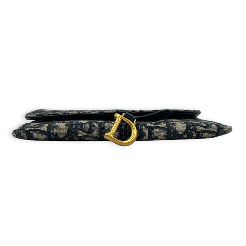 Saddle Wallet On Chain Blue in Jacquard, Gold hardware