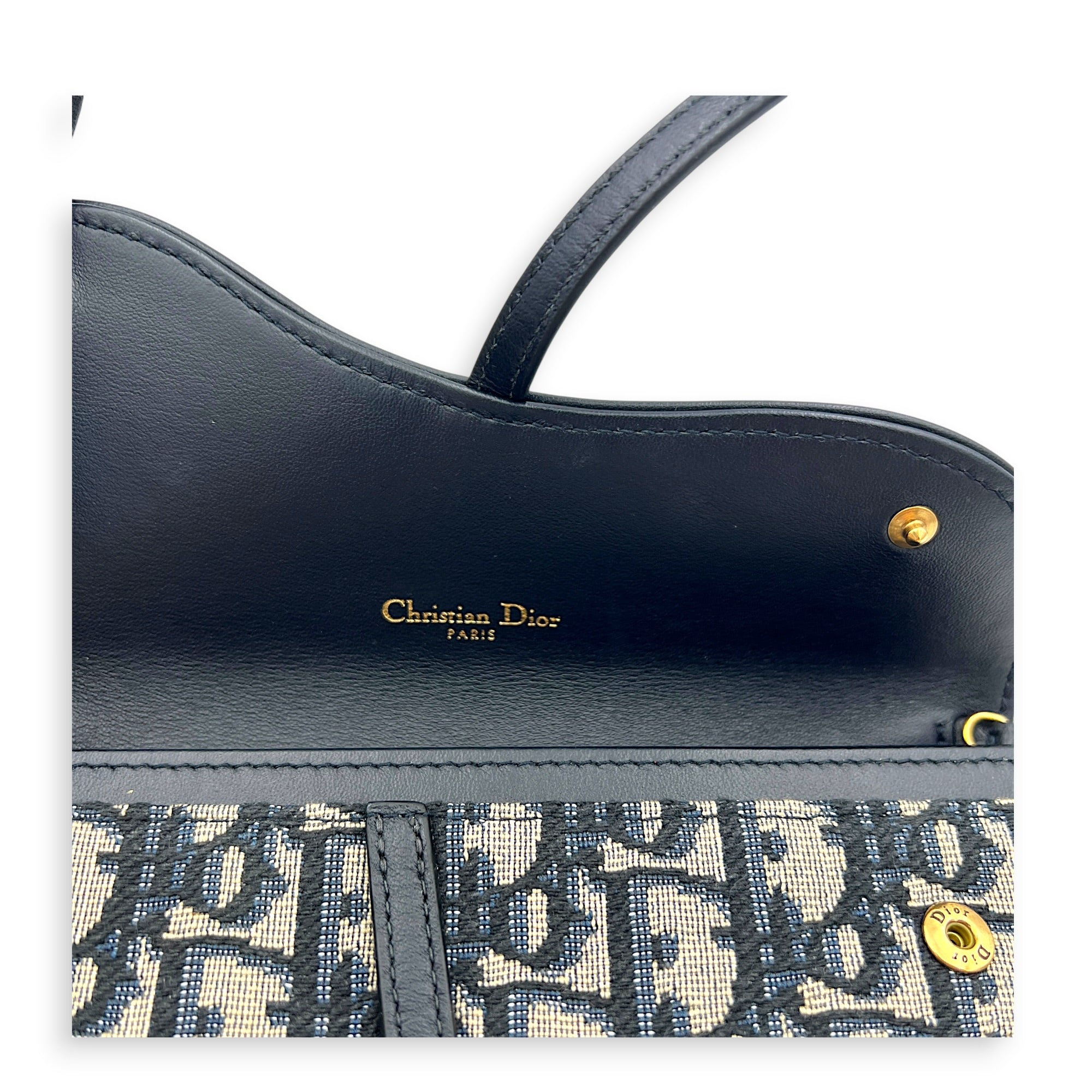Saddle Wallet On Chain Blue in Jacquard, Gold hardware