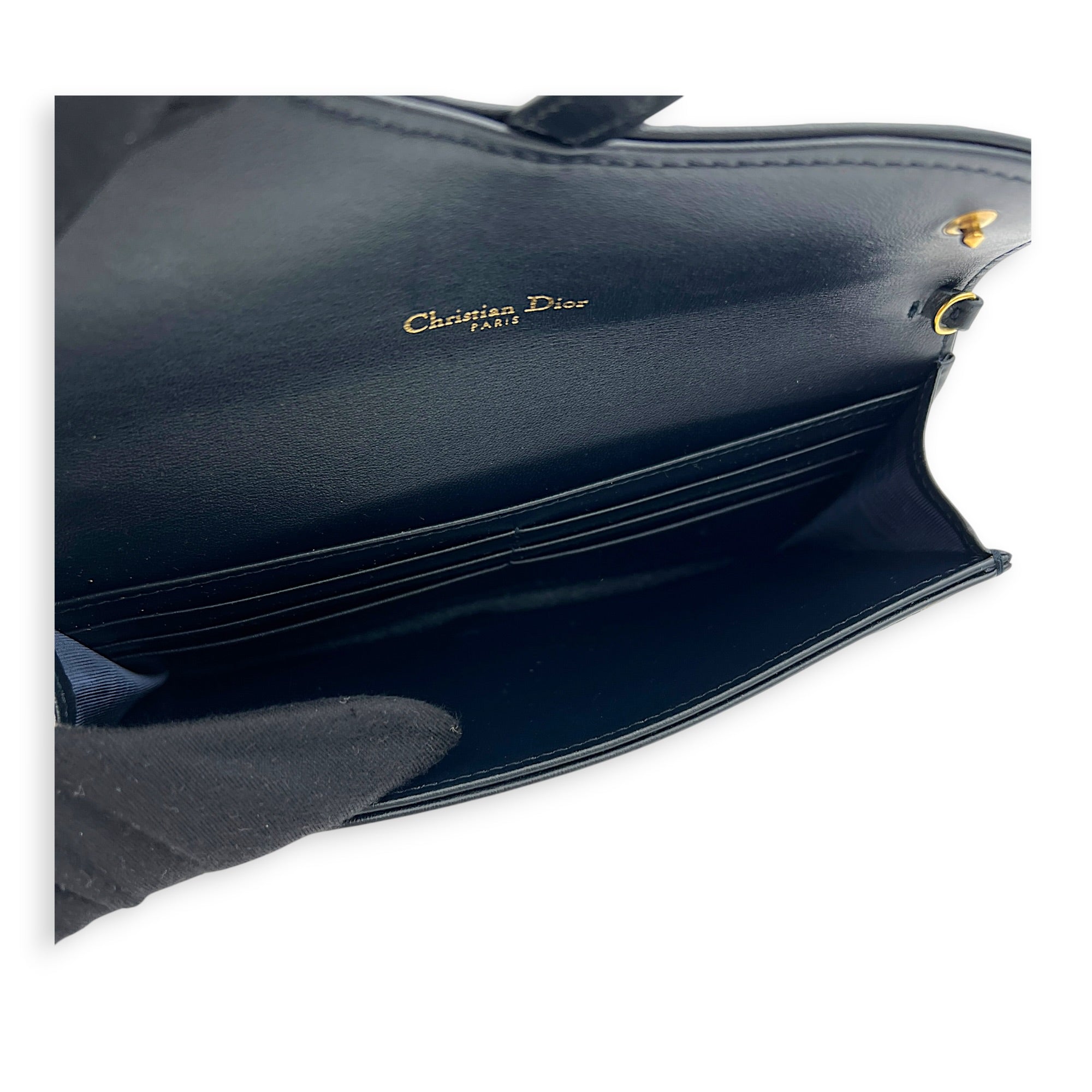 Saddle Wallet On Chain Blue in Jacquard, Gold hardware