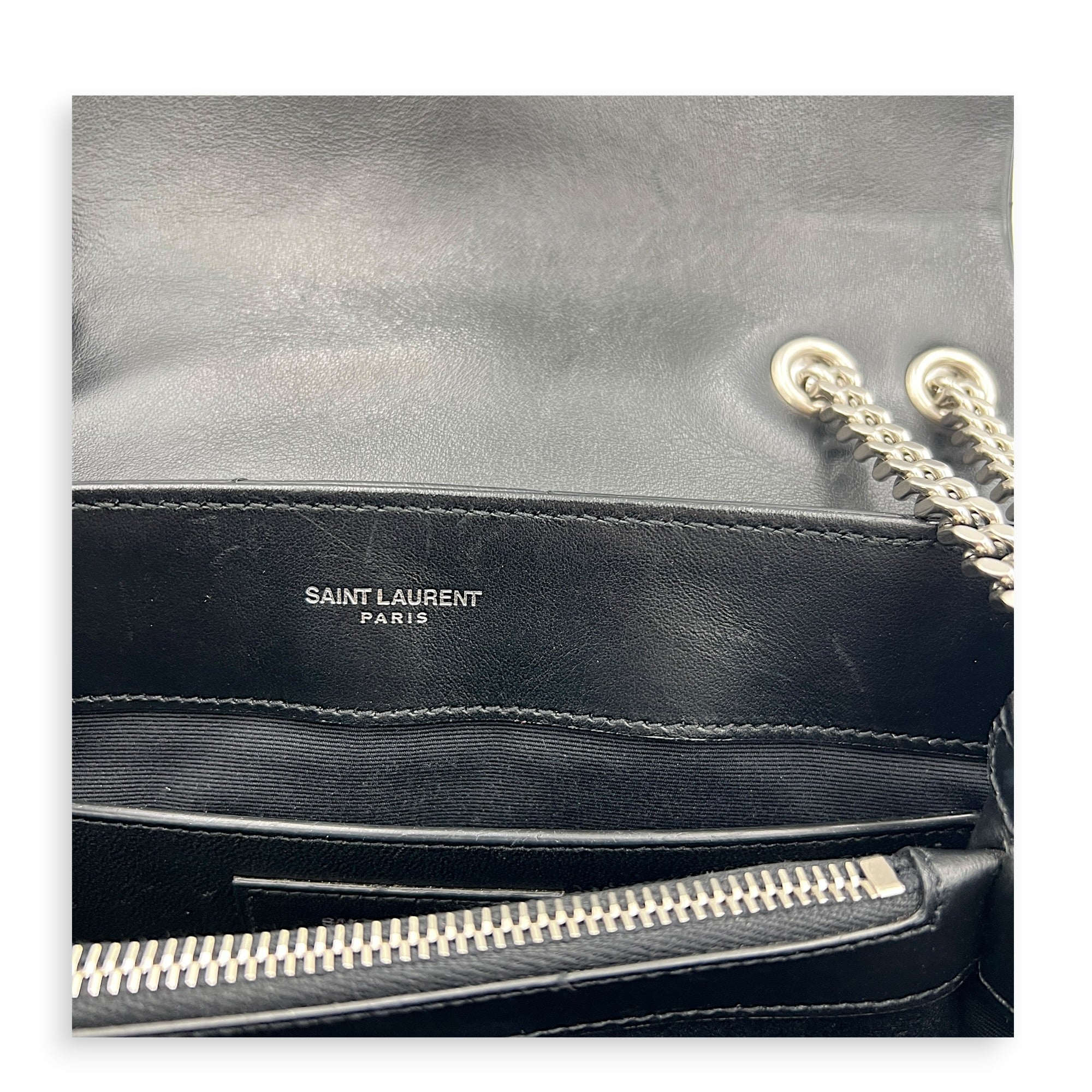 Loulou Shoulder Bag Black in Calfskin, Silver hardware