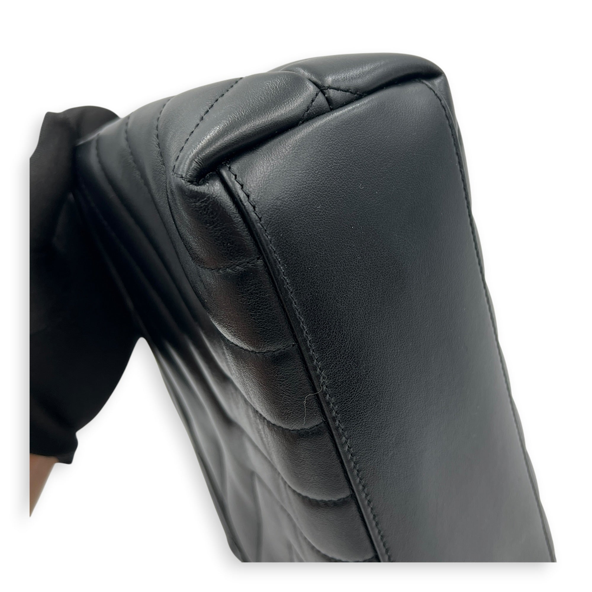 Loulou Shoulder Bag Black in Calfskin, Silver hardware