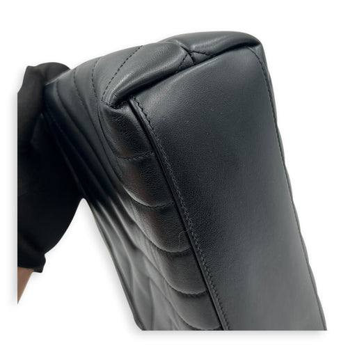 Loulou Shoulder Bag Black in Calfskin, Silver hardware