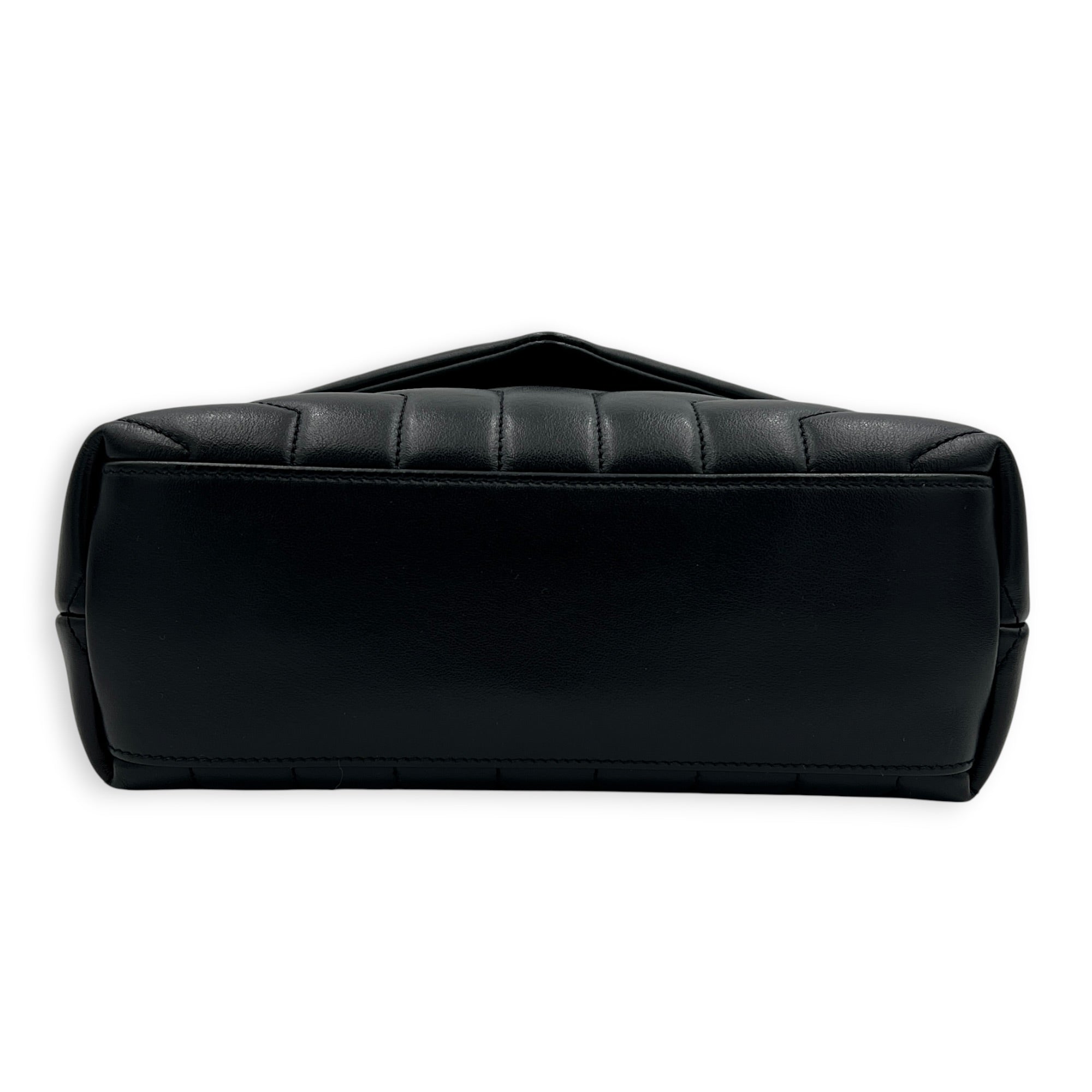 Loulou Shoulder Bag Black in Calfskin, Silver hardware