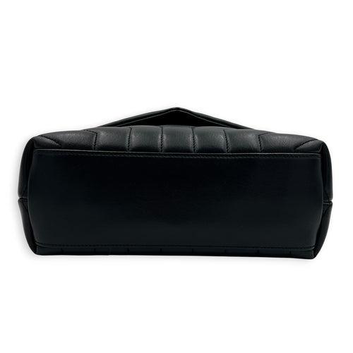 Loulou Shoulder Bag Black in Calfskin, Silver hardware