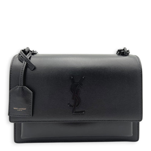 Sunshine Shoulder Bag Black in Calfskin, Monochrome hardware