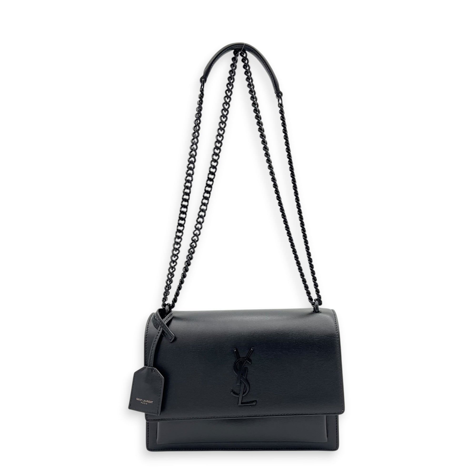 Sunshine Shoulder Bag Black in Calfskin, Monochrome hardware