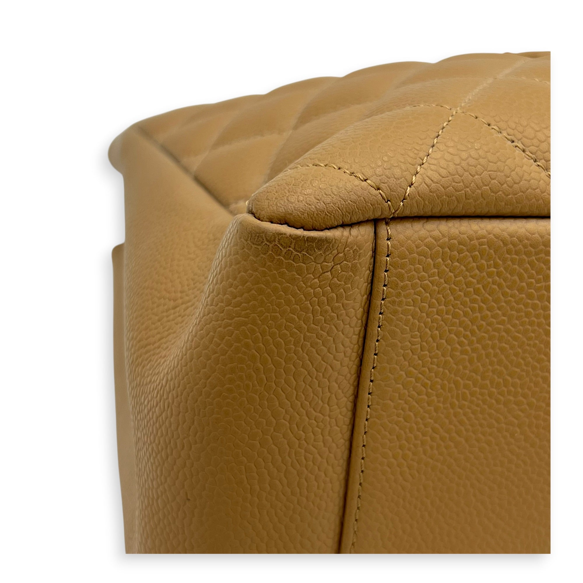GST Tote Bag Beige in Caviar Leather, Gold hardware