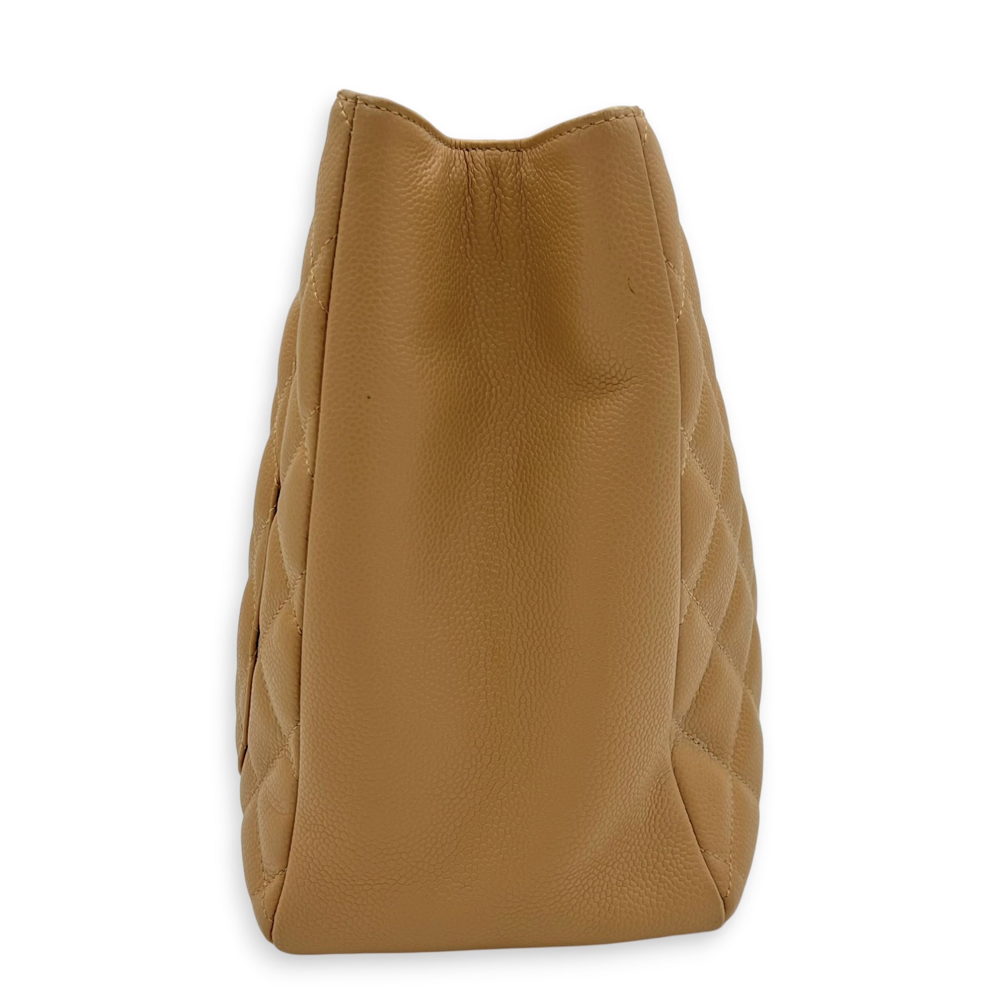 GST Tote Bag Beige in Caviar Leather, Gold hardware