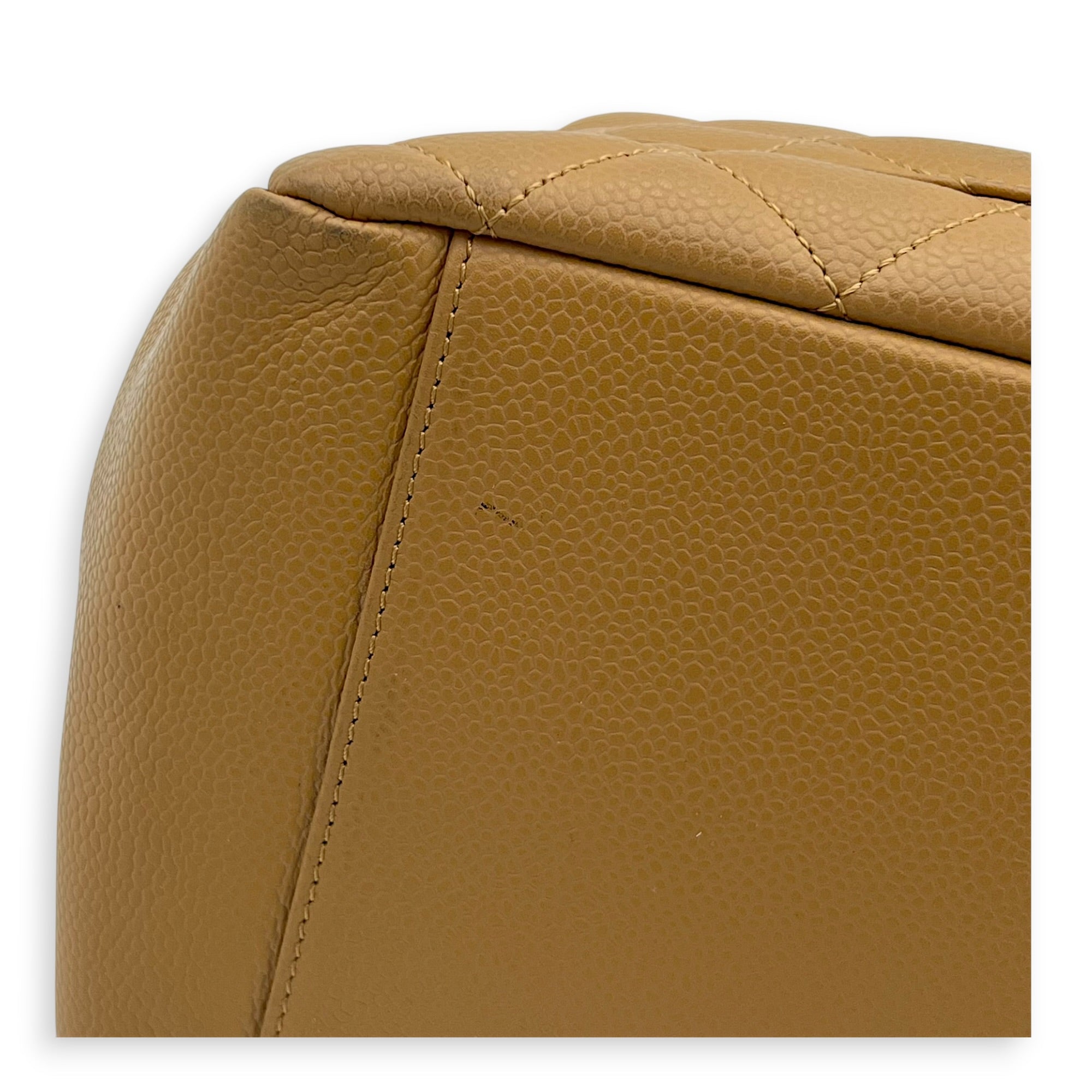 GST Tote Bag Beige in Caviar Leather, Gold hardware