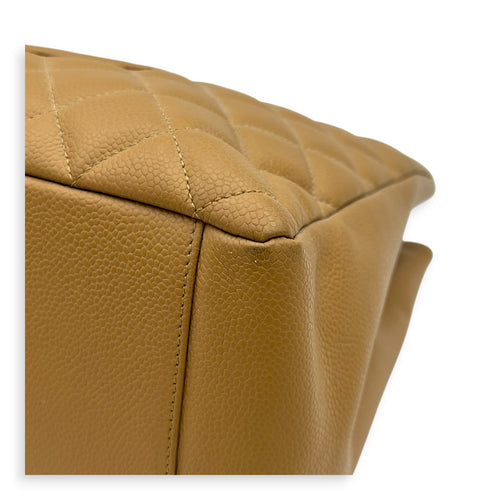 GST Tote Bag Beige in Caviar Leather, Gold hardware