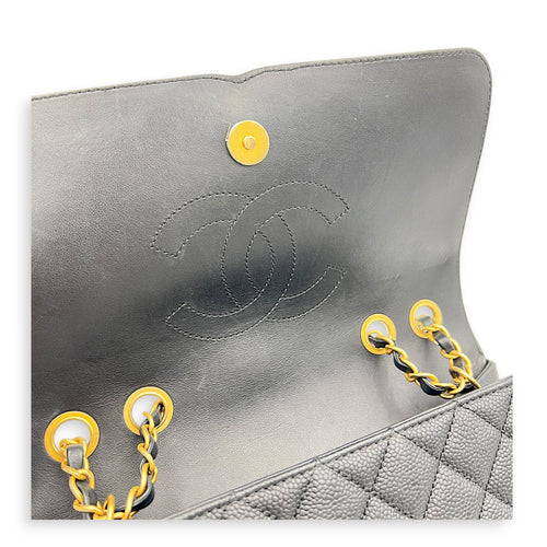 CC Filigree Shoulder Bag Black in Caviar Leather, Gold hardware