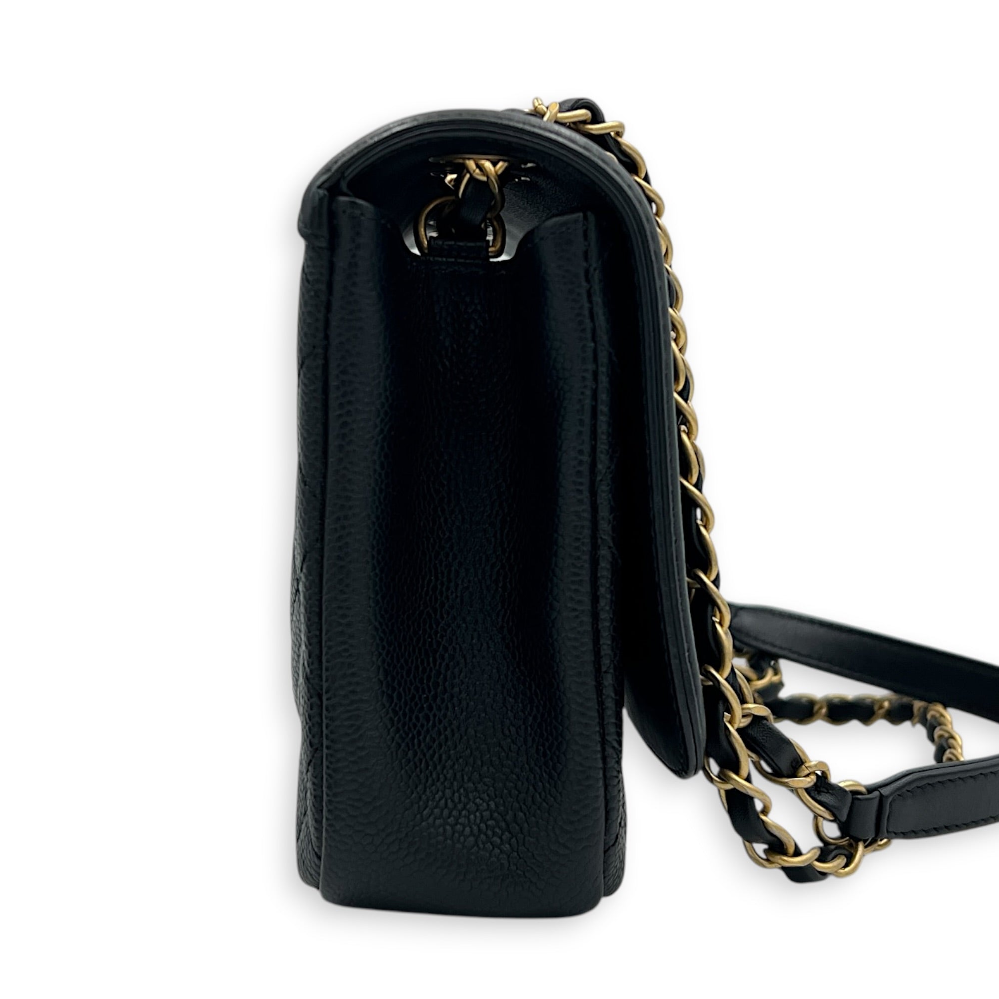 CC Filigree Shoulder Bag Black in Caviar Leather, Gold hardware