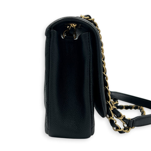 CC Filigree Shoulder Bag Black in Caviar Leather, Gold hardware