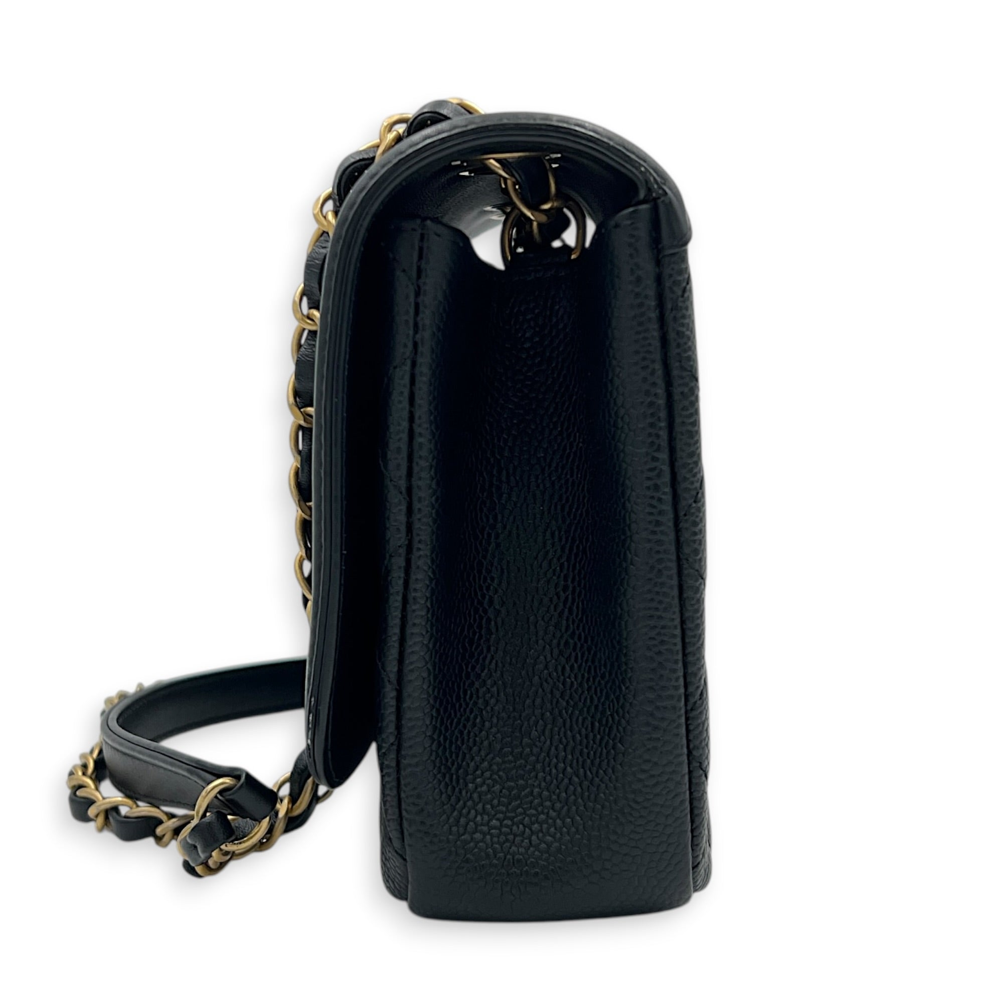 CC Filigree Shoulder Bag Black in Caviar Leather, Gold hardware