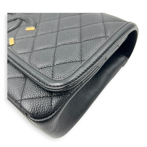CC Filigree Shoulder Bag Black in Caviar Leather, Gold hardware