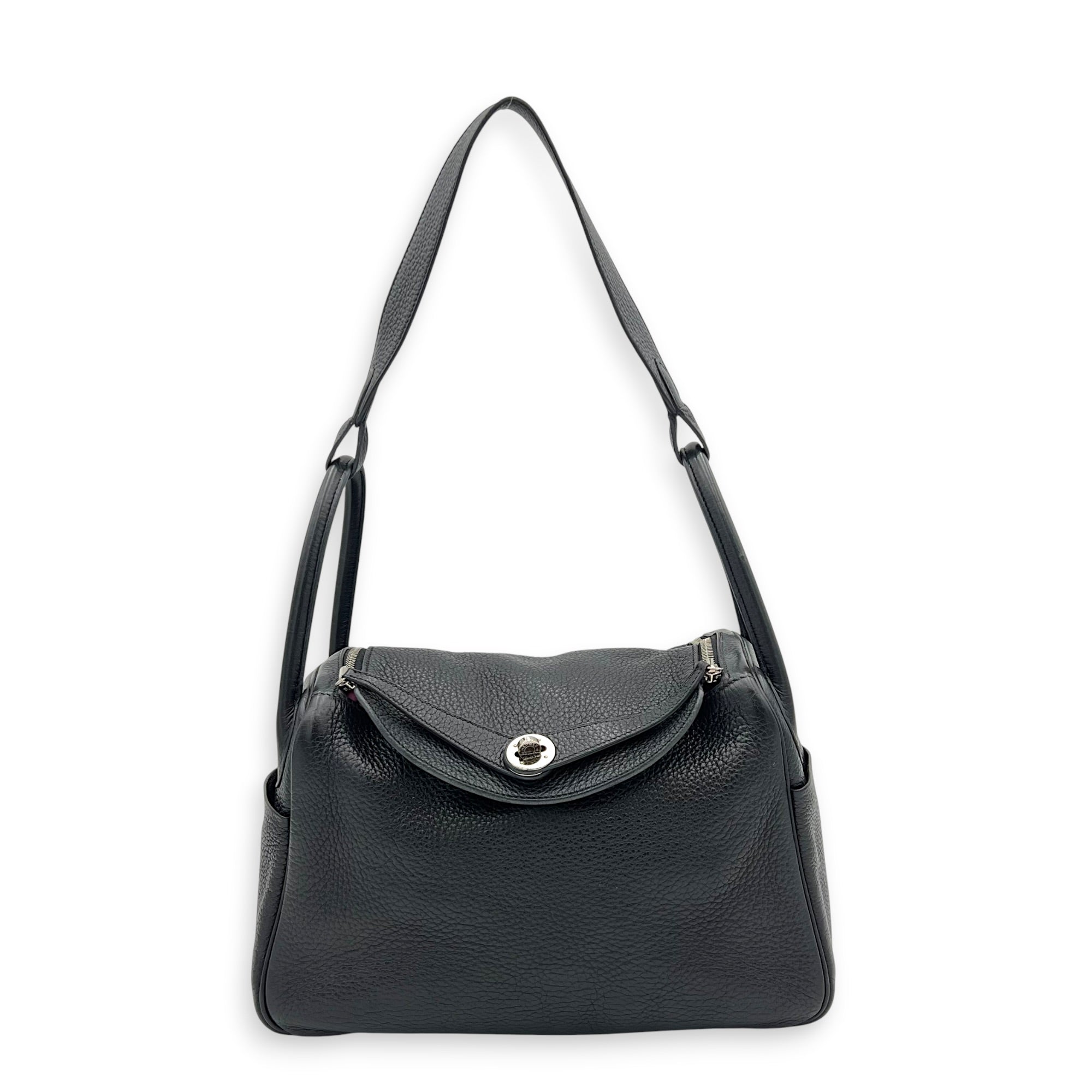Lindy 30 Black Shoulder Bag in Clemence, Palladium hardware