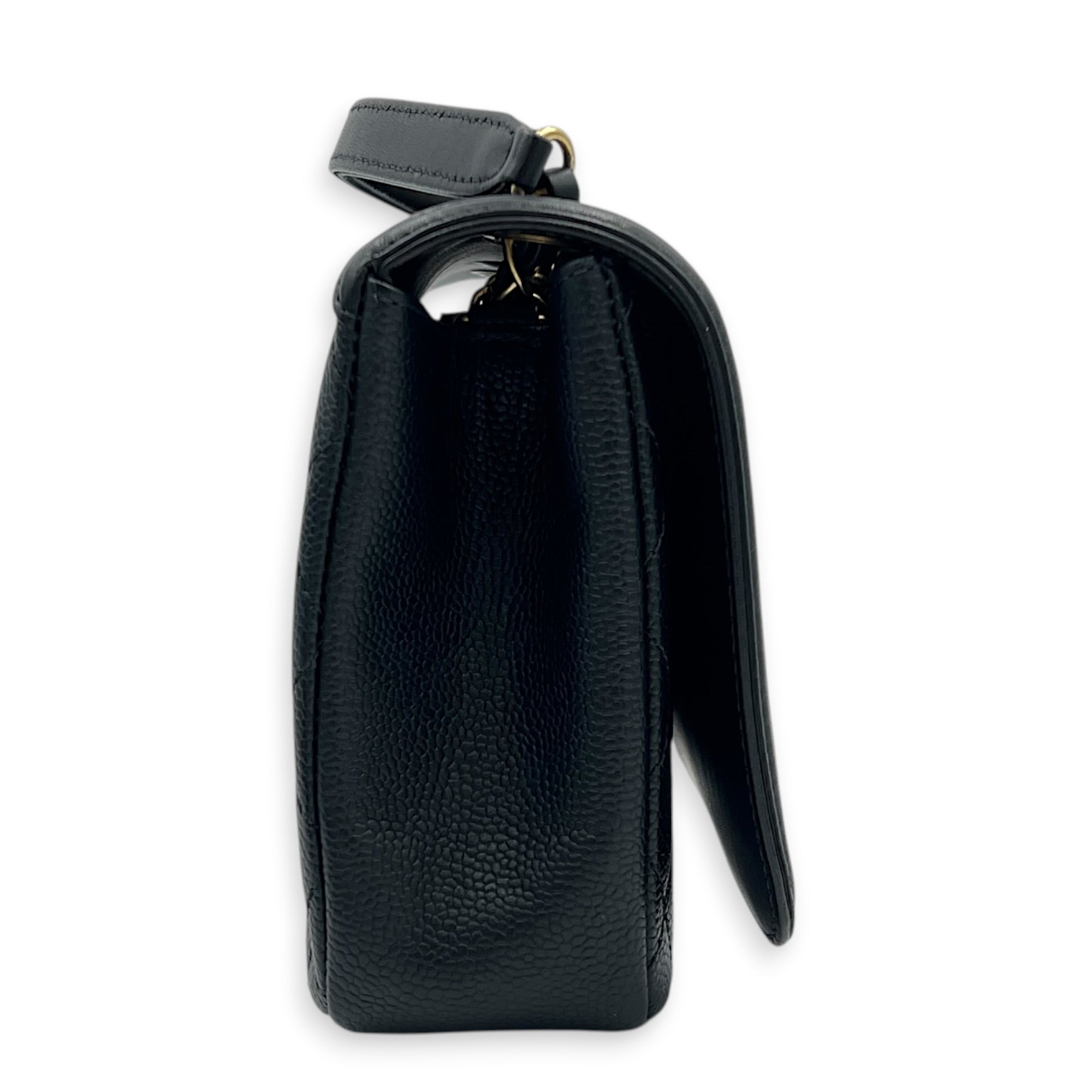CC Filigree Shoulder Bag Black in Caviar Leather, Gold hardware