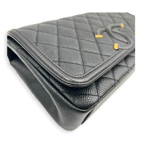 CC Filigree Shoulder Bag Black in Caviar Leather, Gold hardware