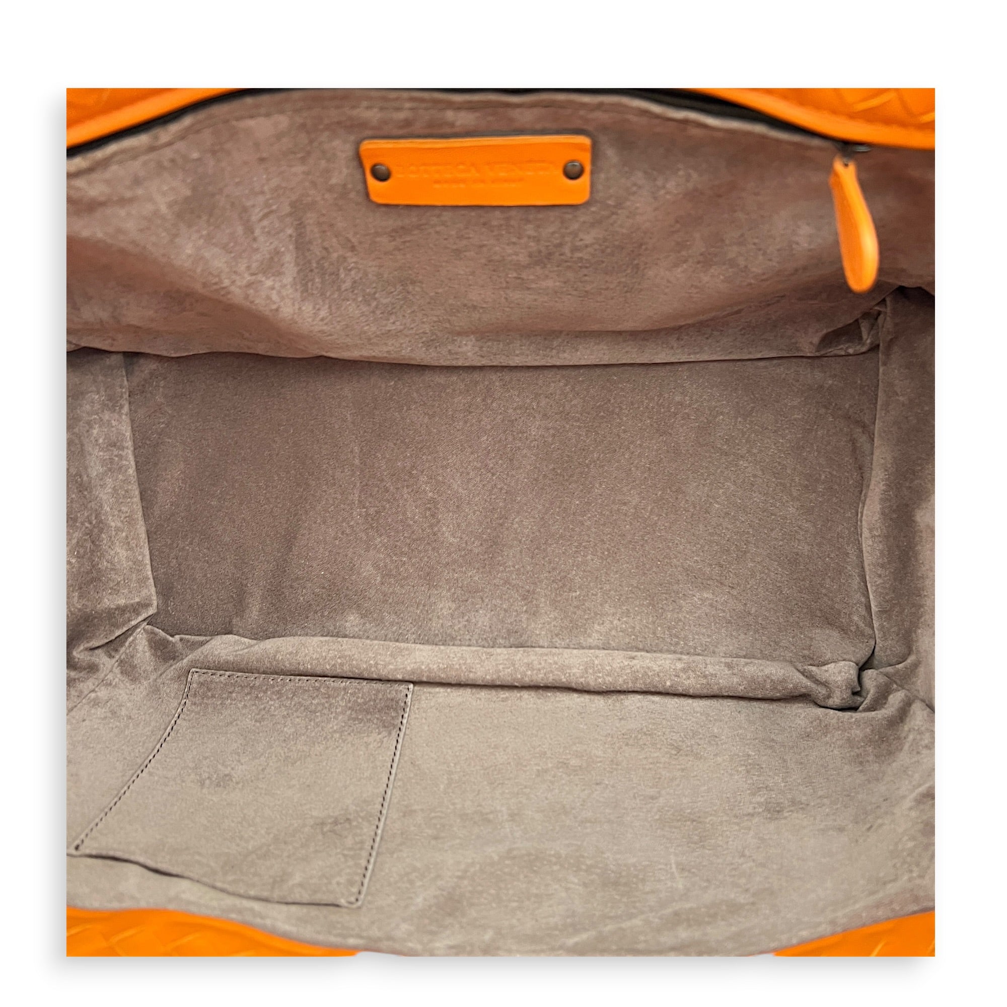 Cesta Large Orange Tote Bag in Intrecciato Leather, Gunmetal hardware