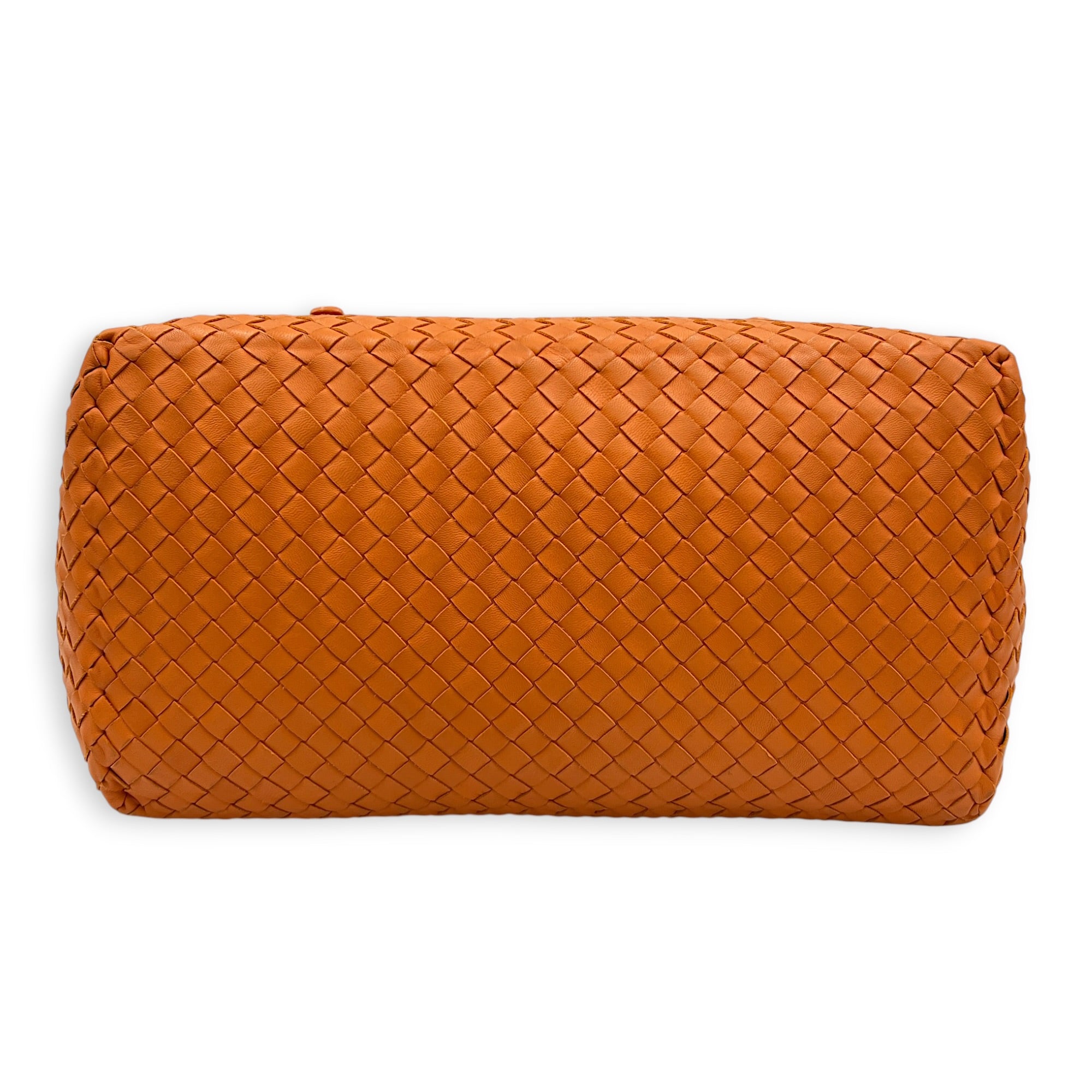 Cesta Large Orange Tote Bag in Intrecciato Leather, Gunmetal hardware