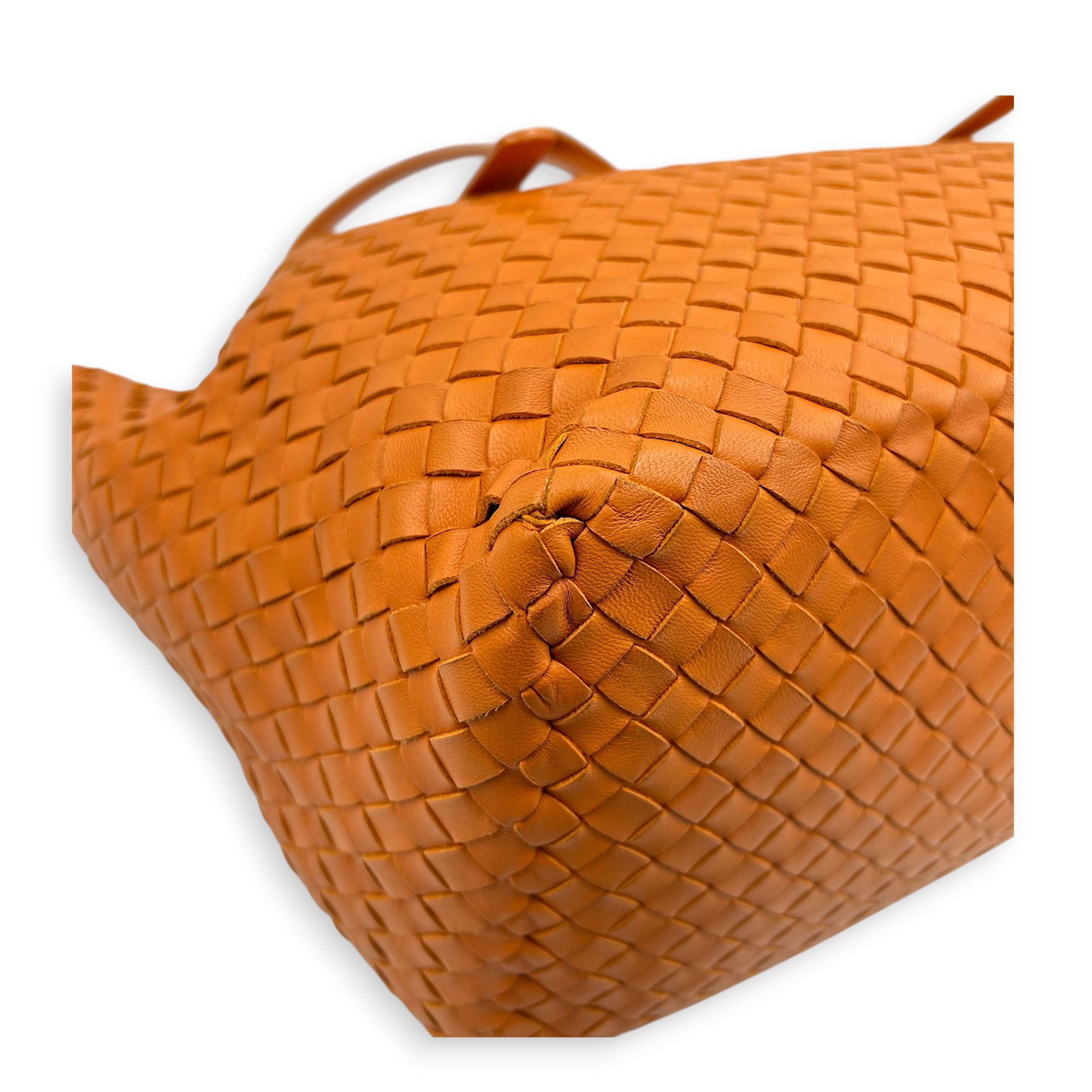 Cesta Large Orange Tote Bag in Intrecciato Leather, Gunmetal hardware