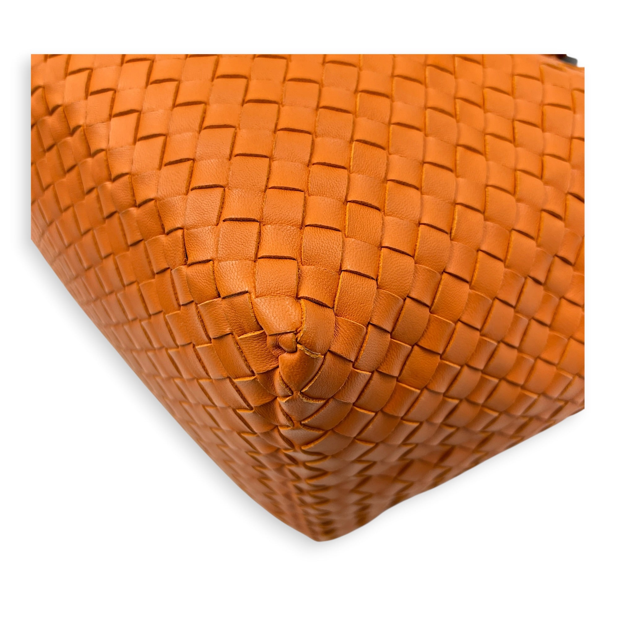 Cesta Large Orange Tote Bag in Intrecciato Leather, Gunmetal hardware