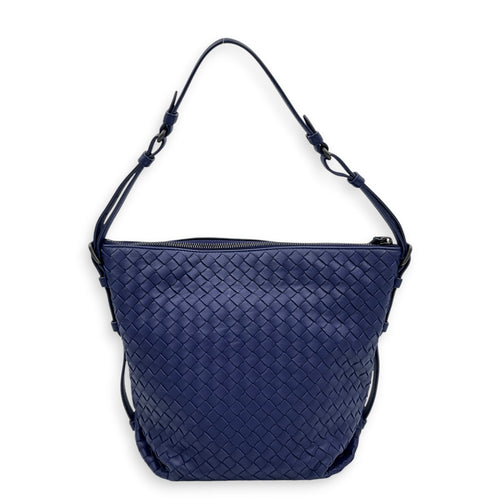 Intrecciato Purple Shoulder Bag in Nappa Leather, Ruthenium hardware