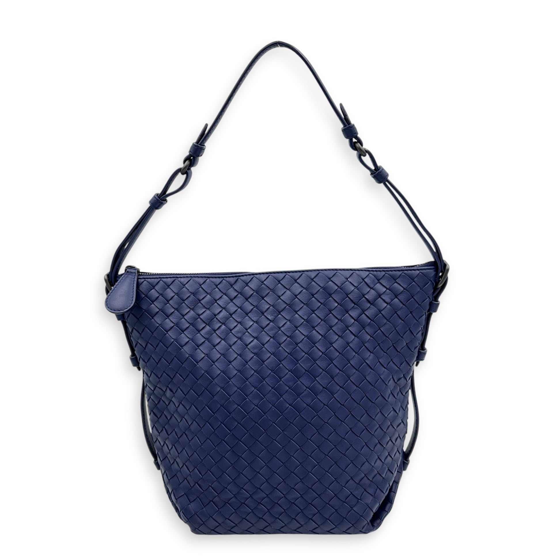 Intrecciato Purple Shoulder Bag in Nappa Leather, Ruthenium hardware